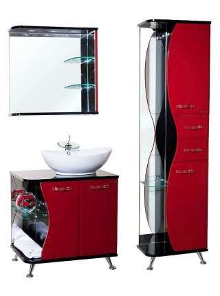 Тумба с раковиной Bellezza Рио 70 R красная с черным