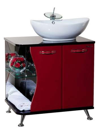 Тумба с раковиной Bellezza Рио 70 R красная с черным
