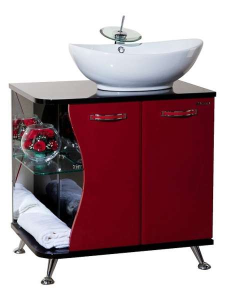 Тумба с раковиной Bellezza Рио 70 R красная с черным