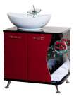 Тумба с раковиной Bellezza Рио 70 L красная с черным