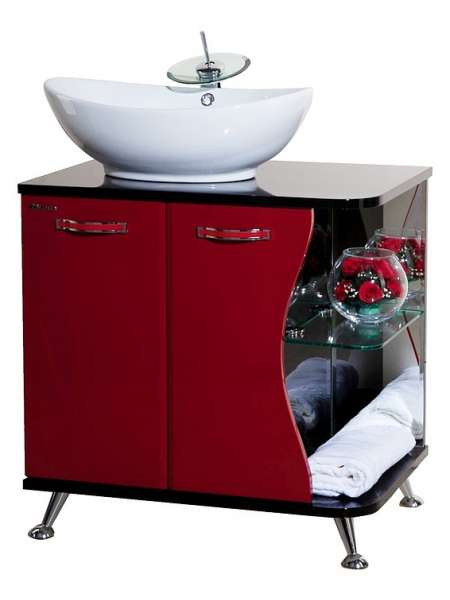 Тумба с раковиной Bellezza Рио 70 L красная с черным