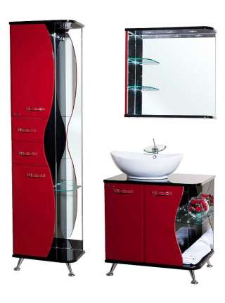 Тумба с раковиной Bellezza Рио 70 L красная с черным