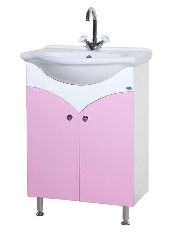 Тумба с раковиной Bellezza Софи 60 белая с розовым