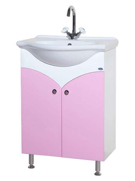 Тумба с раковиной Bellezza Софи 60 белая с розовым