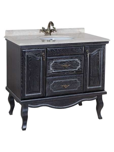 Тумба с раковиной Bellezza Рим 110 черная патина серебро