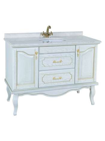 Тумба с раковиной Bellezza Рим 100 белая патина золото