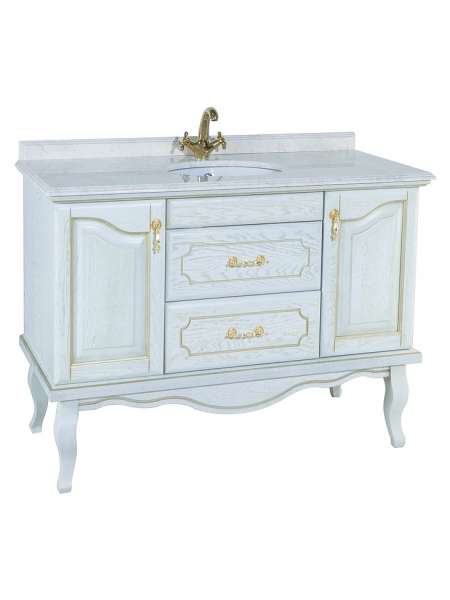 Тумба с раковиной Bellezza Рим 100 белая патина золото