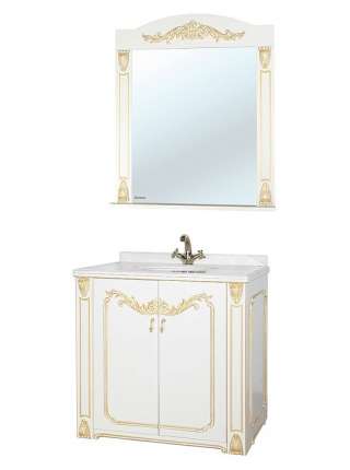 Тумба с раковиной Bellezza Луиза 120 бежевая патина золото
