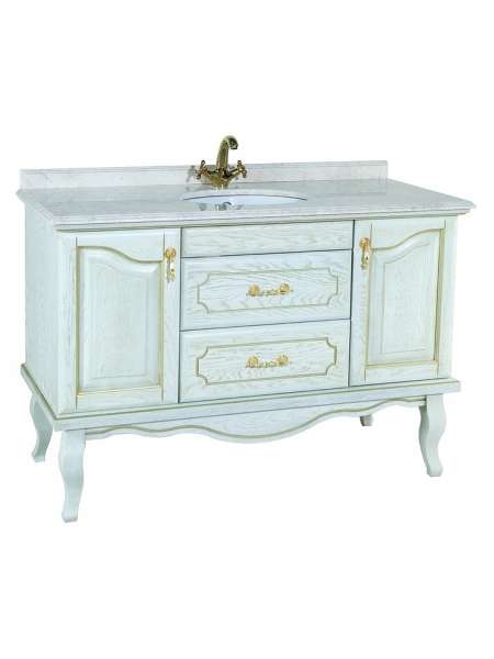 Тумба с раковиной Bellezza Рим 120 белая патина золото