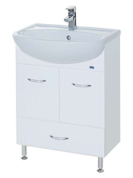 Тумба с раковиной Bellezza Уют 55 с нижним ящиком белая