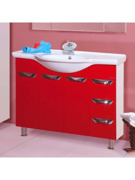 Тумба с раковиной Bellezza Белла Люкс 105 красная
