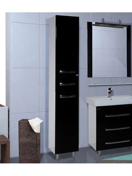 Шкаф-пенал Bellezza Рокко 35 R черный с бельевой корзиной