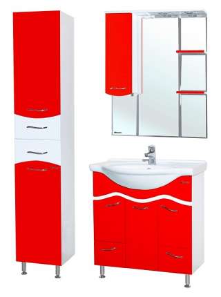 Шкаф-пенал Bellezza Мари 35 L белый/красный с бельевой корзиной