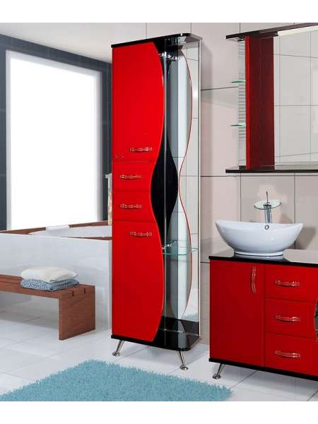 Шкаф-пенал Bellezza Рио 50 L красный с черным