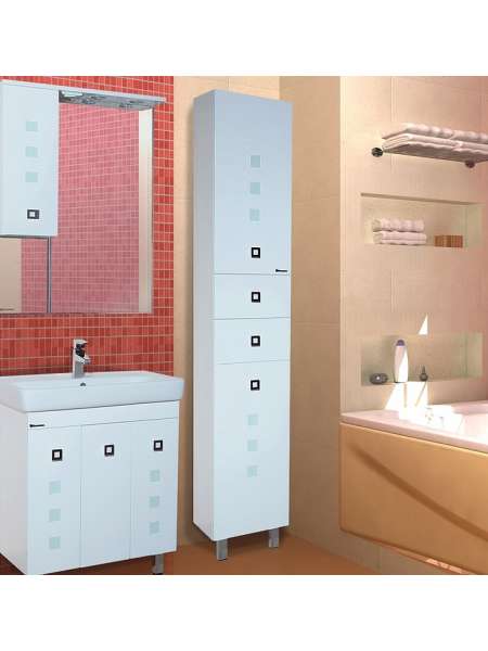 Шкаф-пенал Bellezza Натали 35 с бельевой корзиной R белый