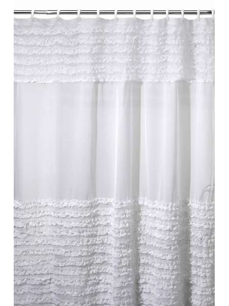 Шторка для ванной, 178х183 см, полиэстер, белый, серия Ruffles, Creative Bath