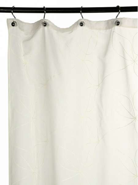 Шторка для ванной Embroidery 1805 Hojas C. Natural + Liso Beige, 180х200 см, полиэстер/хлопок, молочный, серия Шторки для ванной комнаты, Arti-Deco