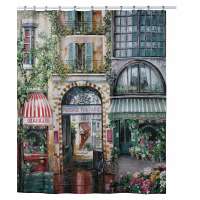 Шторка для ванной, 183х183 см, полиэстер, декор, серия Rue di Rivoli, Creative Bath