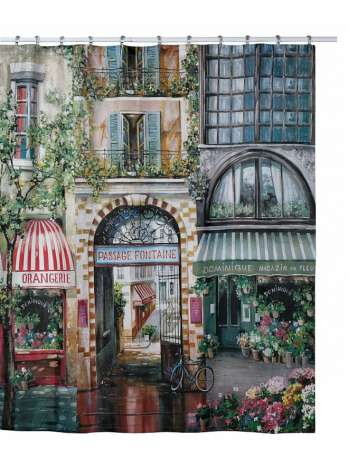 Шторка для ванной, 183х183 см, полиэстер, декор, серия Rue di Rivoli, Creative Bath