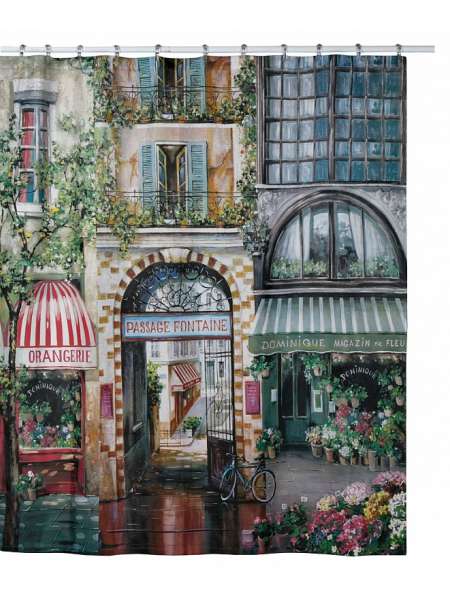 Шторка для ванной, 183х183 см, полиэстер, декор, серия Rue di Rivoli, Creative Bath