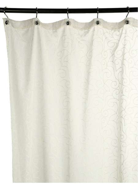 Шторка для ванной Embroidery 2555 + Liso Beige, 240х200 см, полиэстер/хлопок, слоновая кость, серия Шторки для ванной комнаты, Arti-Deco