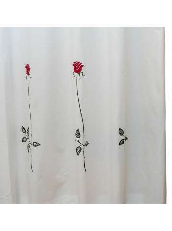 Шторка для ванной Rosas C. Red, 180х200 см, полиэстер/хлопок, белый/красный, серия Шторки для ванной комнаты, Arti-Deco