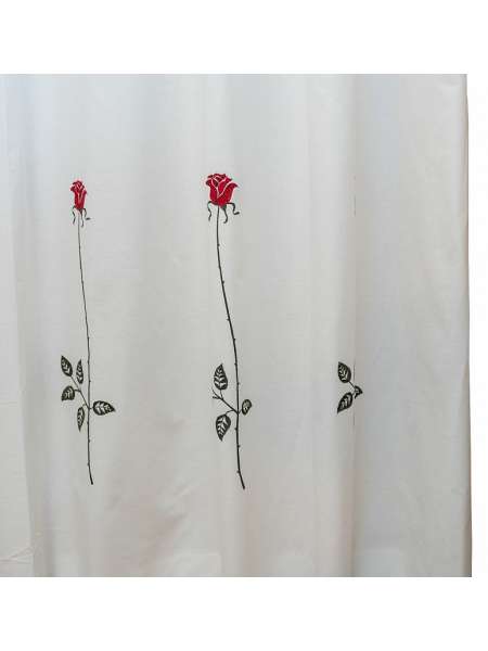 Шторка для ванной Rosas C. Red, 180х200 см, полиэстер/хлопок, белый/красный, серия Шторки для ванной комнаты, Arti-Deco