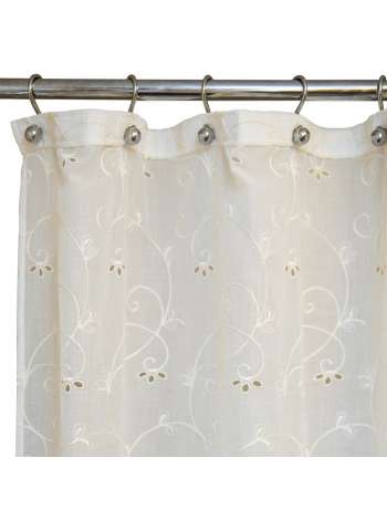 Шторка для ванной Embroidery 2803 + Liso Beige, 180х200 см, полиэстер/хлопок, слоновая кость, серия Шторки для ванной комнаты, Arti-Deco