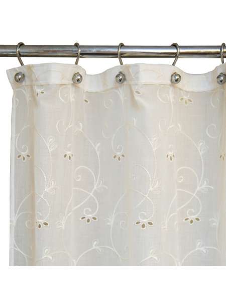 Шторка для ванной Embroidery 2803 + Liso Beige, 180х200 см, полиэстер/хлопок, слоновая кость, серия Шторки для ванной комнаты, Arti-Deco