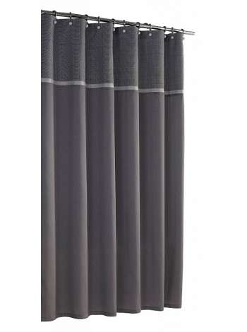 Штора для ванной, 183х183 см, полиэстер, серый, серия Parc East Grid Grey, Kassatex