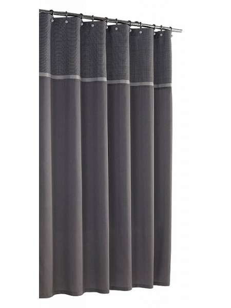 Штора для ванной, 183х183 см, полиэстер, серый, серия Parc East Grid Grey, Kassatex