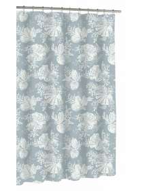 Шторка для ванной Shells Seamist, 183х183 см, полиэстер, голубой, серия Прочее, Kassatex