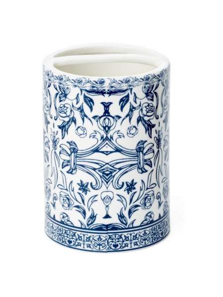Стакан для зубных щеток, 10.3 см, фарфор, синий, серия Orsay Blue, Kassatex