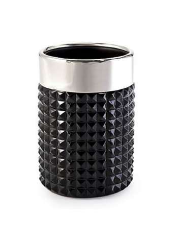 Стакан для зубной пасты, 10.5 см, полистоун, черный, серия Parc East Bricks Black, Kassatex
