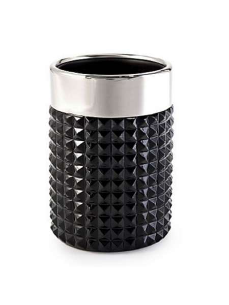 Стакан для зубной пасты, 10.5 см, полистоун, черный, серия Parc East Bricks Black, Kassatex
