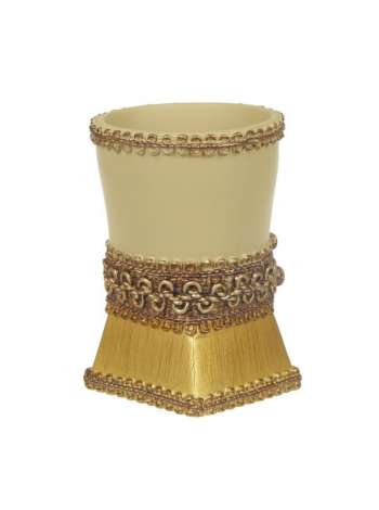 Стакан для зубной пасты, 11 см, полистоун, декор, серия Braided Medallion, Avanti