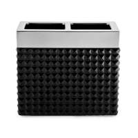 Стакан для зубных щеток, 11.5 см, полистоун, черный, серия Parc East Bricks Black, Kassatex