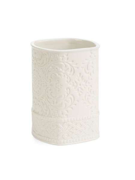 Стакан для зубной пасты, 10.5 см, фарфор, белый, серия Bedminster Damask, Kassatex