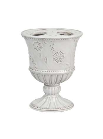 Стакан для зубных щеток, 15.5 см, керамика, серый, серия Eyelet, Creative Bath