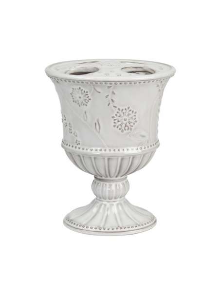 Стакан для зубных щеток, 15.5 см, керамика, серый, серия Eyelet, Creative Bath