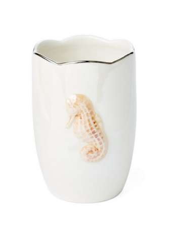 Стакан для зубной пасты, 10.5 см, фарфор, белый, серия Mare Shells Pearl, Kassatex