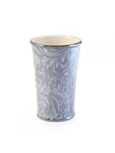Стакан для зубной пасты, 10.5 см, фарфор, серый, серия Bedminster Scroll Flint Grey, Kassatex