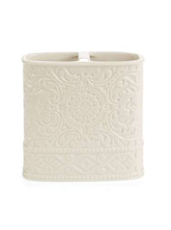 Стакан для зубных щеток, 11 см, фарфор, белый, серия Bedminster Damask, Kassatex