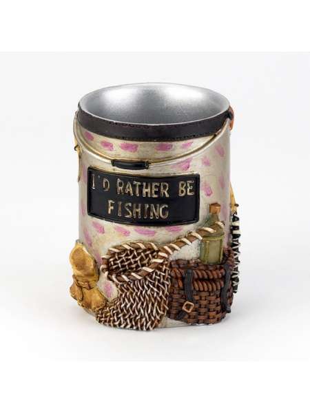 Стакан для зубной пасты, 11.4 см, полистоун, декор, серия Rather Be Fishing, Avanti