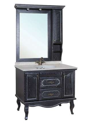 Зеркало-шкаф Bellezza Рим 110 R черное патина серебро