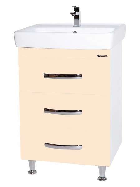 Тумба с раковиной Bellezza Рокко 60 бежевая напольная 3 ящика