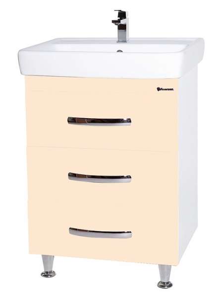 Тумба с раковиной Bellezza Рокко 70 бежевая напольная 3 ящика