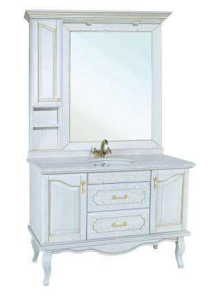 Зеркало-шкаф Bellezza Рим 110 L белое патина золото