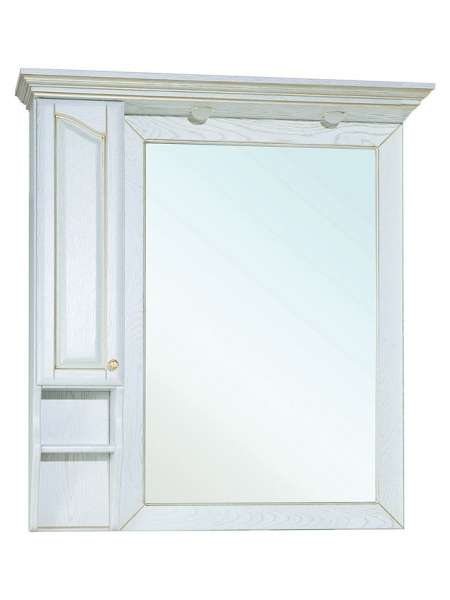 Зеркало-шкаф Bellezza Рим 110 L белое патина золото