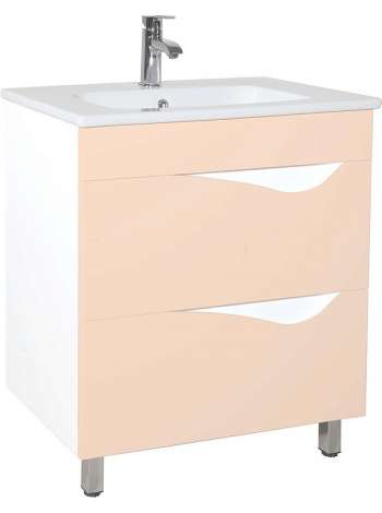Тумба с раковиной Bellezza Эйфория 60 бежевая 2 ящика